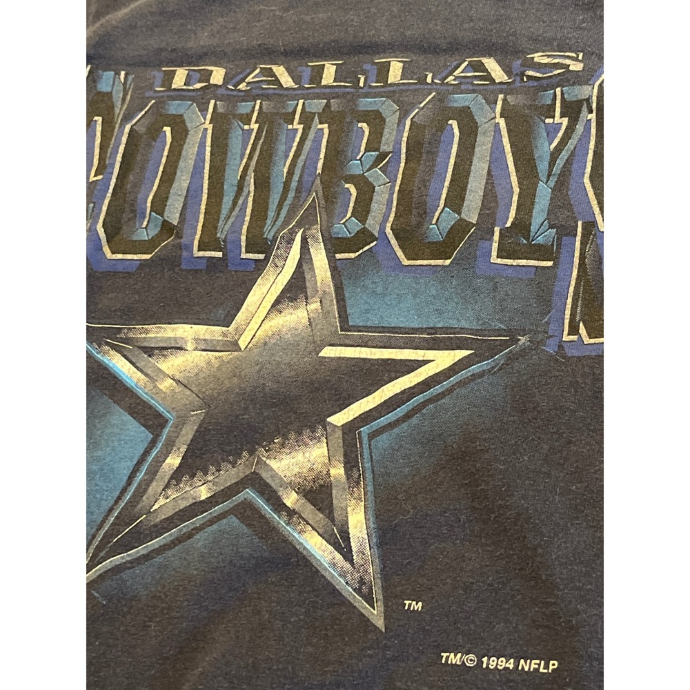 Vintage 1994‎ Dallas Cowboys Logo 7 Shirt Youth Large Navy Blue NFL Star Graphic